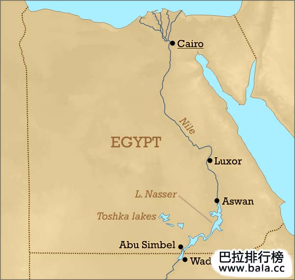 埃及纳赛尔水库,面积5248平方公里